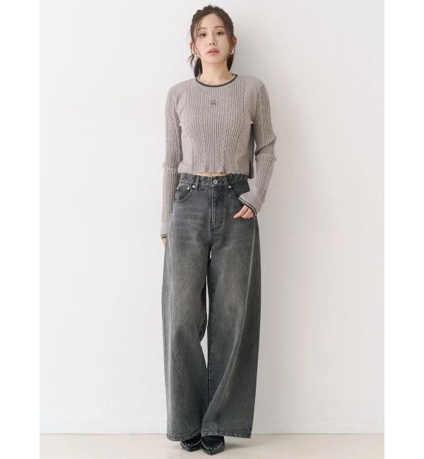 CALNAMUR「バックデザインワイドデニム」|デニム|