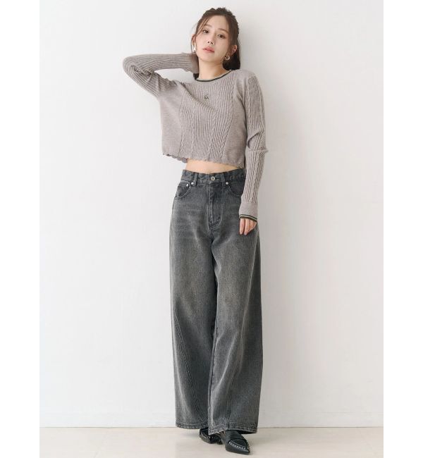 CALNAMUR「バックデザインワイドデニム」|デニム|
