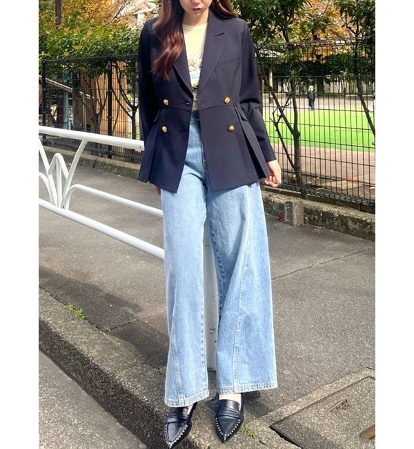 CALNAMUR「バックデザインワイドデニム」|デニム|