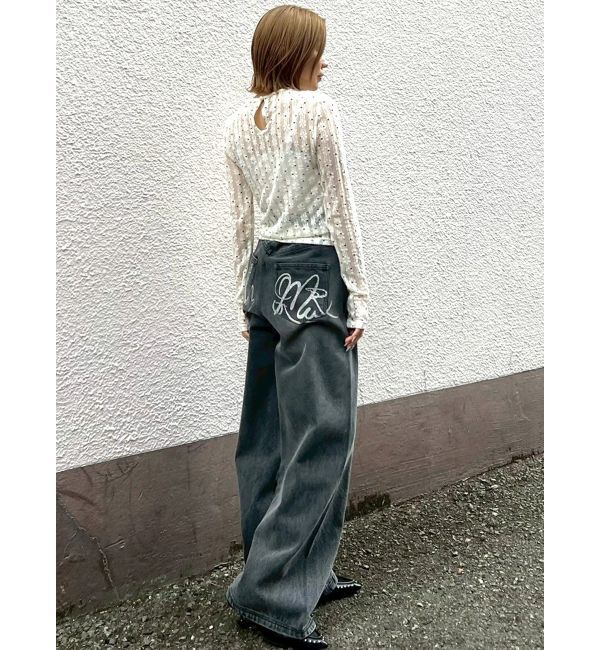 CALNAMUR「バックデザインワイドデニム」|デニム|