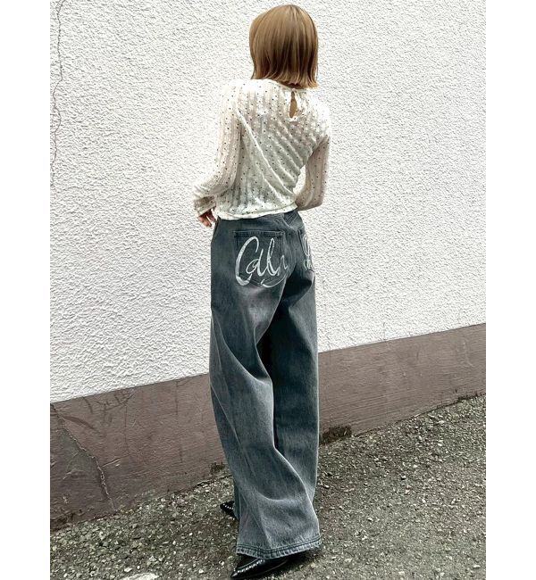 CALNAMUR「バックデザインワイドデニム」|デニム|