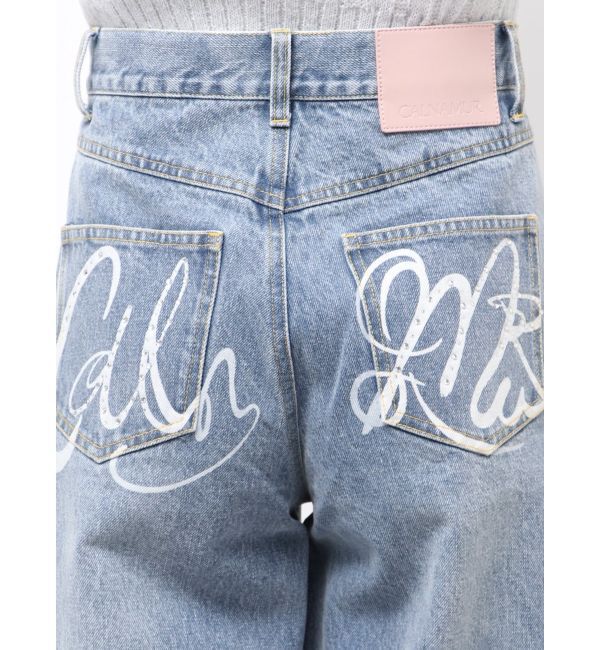 CALNAMUR「バックデザインワイドデニム」|デニム|