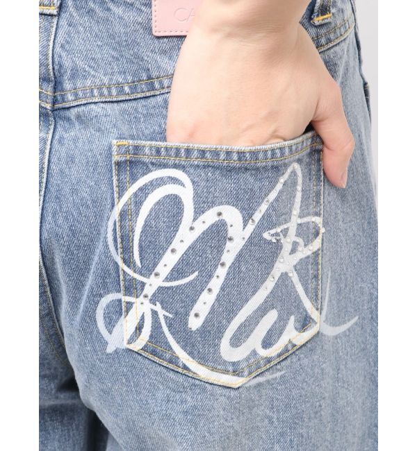 CALNAMUR「バックデザインワイドデニム」|デニム|