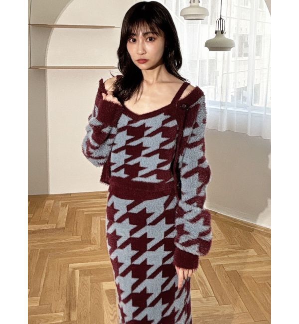 RESEXXY「ハウンドトゥースシャギーニットタンク【セットアップ着用可能】」|タンクトップ|