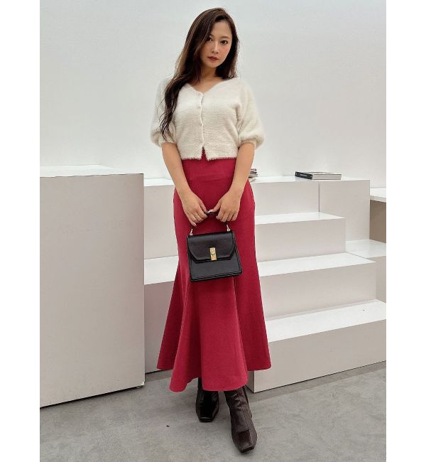 MERCURYDUO「2WAYキーネックミニシャギーコンパクトカーディガン」|カーディガン|