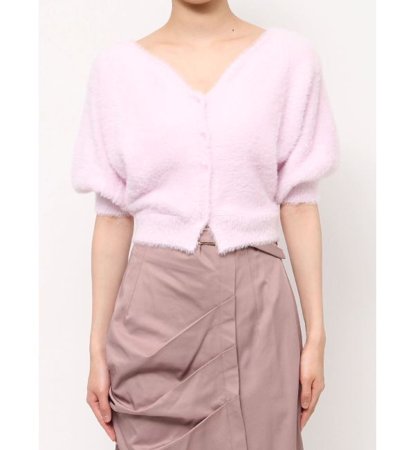 MERCURYDUO「2WAYキーネックミニシャギーコンパクトカーディガン」|カーディガン|