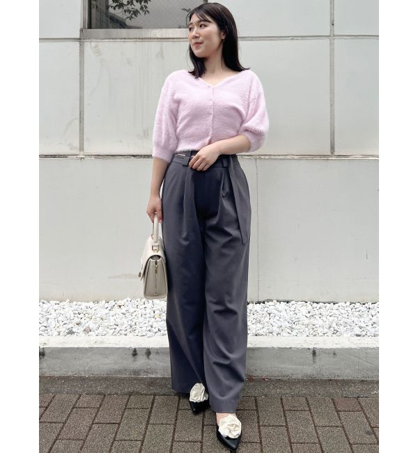 MERCURYDUO「2WAYキーネックミニシャギーコンパクトカーディガン」|カーディガン|