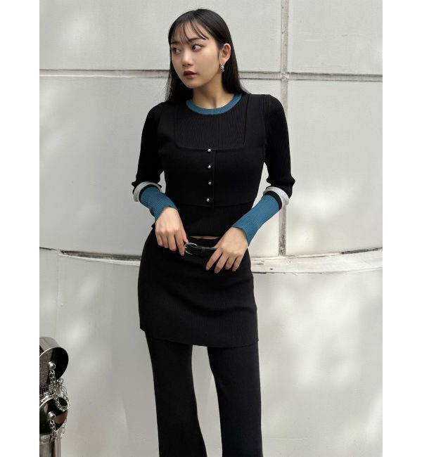 MURUA「スカートレイヤードニットフレアパンツ」|その他|