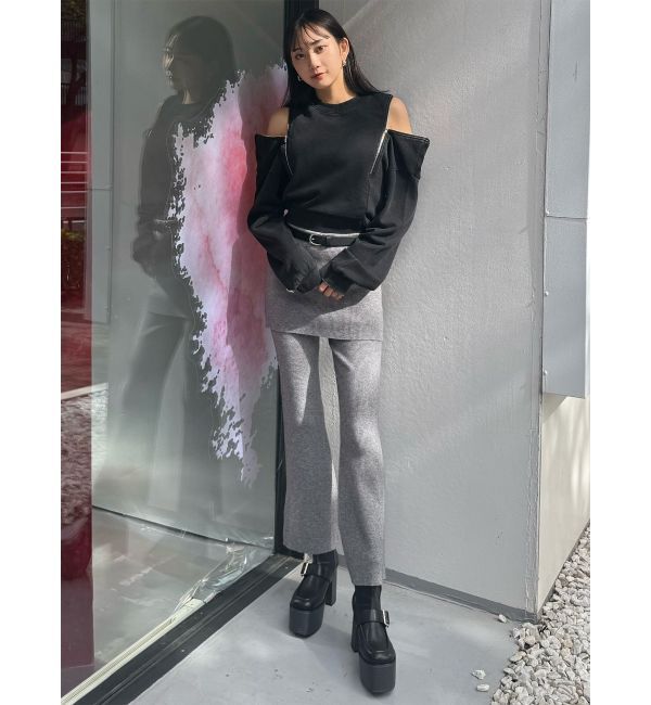 MURUA「スカートレイヤードニットフレアパンツ」|その他|