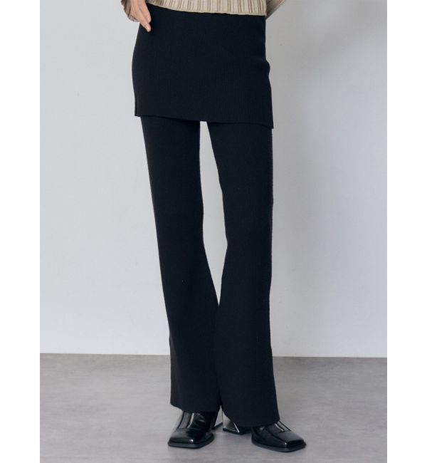 MURUA「スカートレイヤードニットフレアパンツ」|その他|ブラック