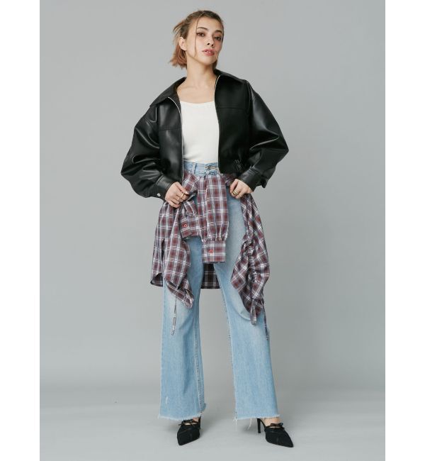 EVRIS「シンプルワイドデニムパンツ」|デニム|