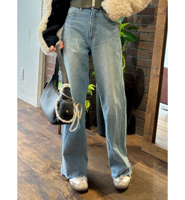 EVRIS「シンプルワイドデニムパンツ」|デニム|アイスブルー