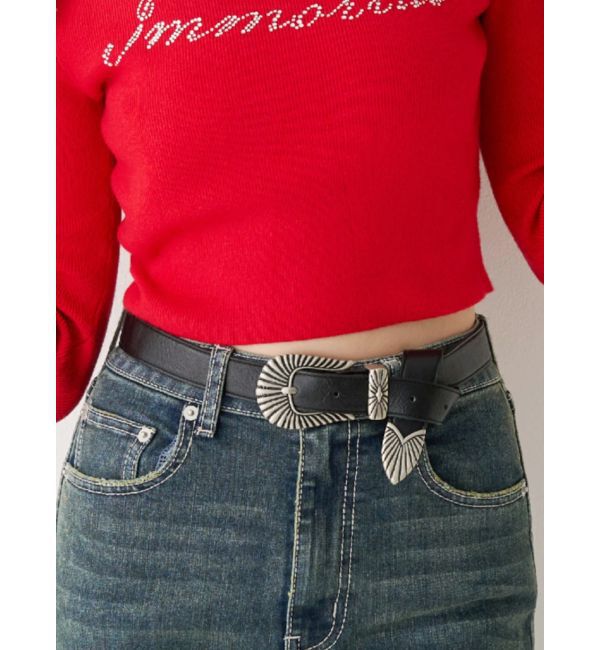 EVRIS「メタルバックルフェイクレザーベルト」|ベルト|ブラック