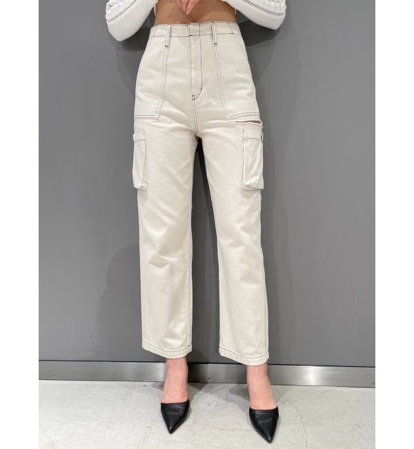 GYDA「ハイウエストSIDE RIPPEDカーゴワイドパンツ」|カーゴ|アイボリー