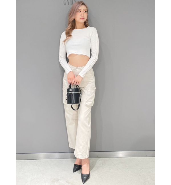 GYDA「ハイウエストSIDE RIPPEDカーゴワイドパンツ」|カーゴ|