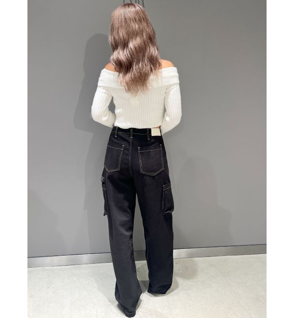 GYDA「ハイウエストSIDE RIPPEDカーゴワイドパンツ」|カーゴ|