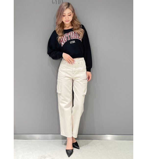 GYDA「ハイウエストSIDE RIPPEDカーゴワイドパンツ」|カーゴ|