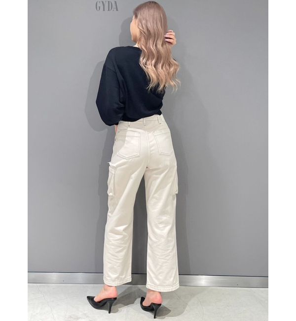 GYDA「ハイウエストSIDE RIPPEDカーゴワイドパンツ」|カーゴ|