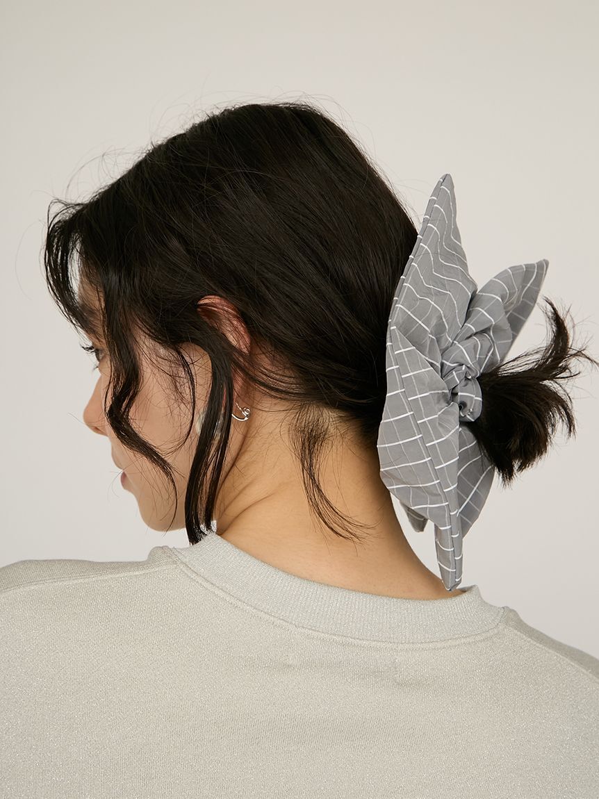 emmi atelier「ボックスチェックボリュームビッグシュシュ」|その他|GRY