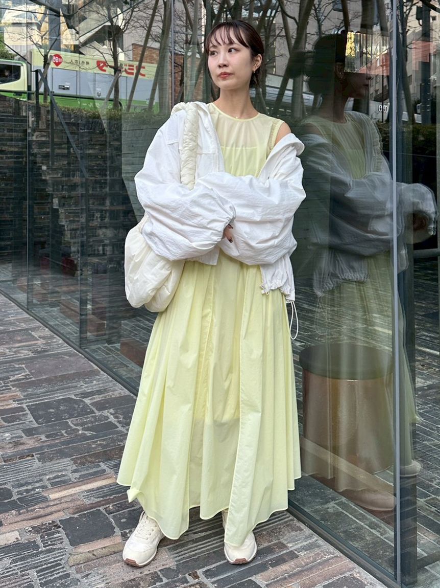 emmi atelier「ギャザーフォルムナイロンワンピース」|ワンピース|