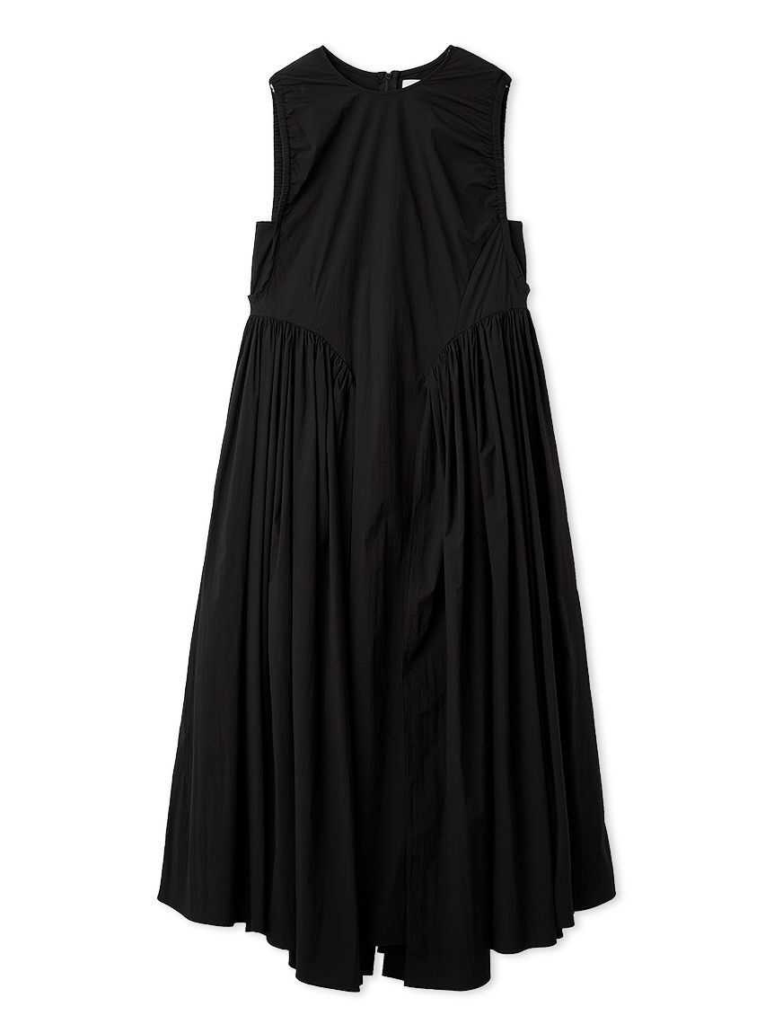 emmi atelier「ギャザーフォルムナイロンワンピース」|ワンピース|BLK