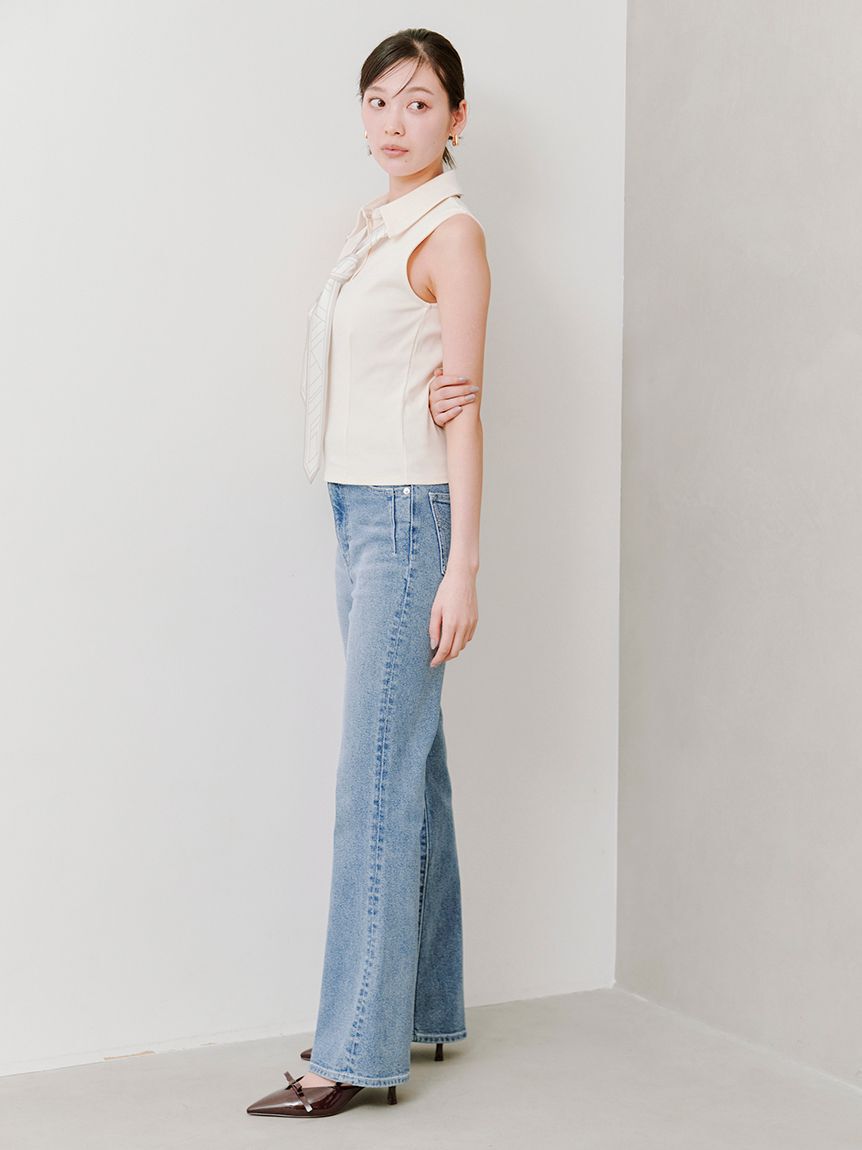 SNIDEL「【STYLEUPPANTS】ハイウエストフレア」|チノ|