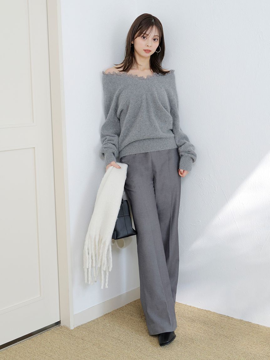 SNIDEL「ハイウエストワイドパンツ」|チノ|