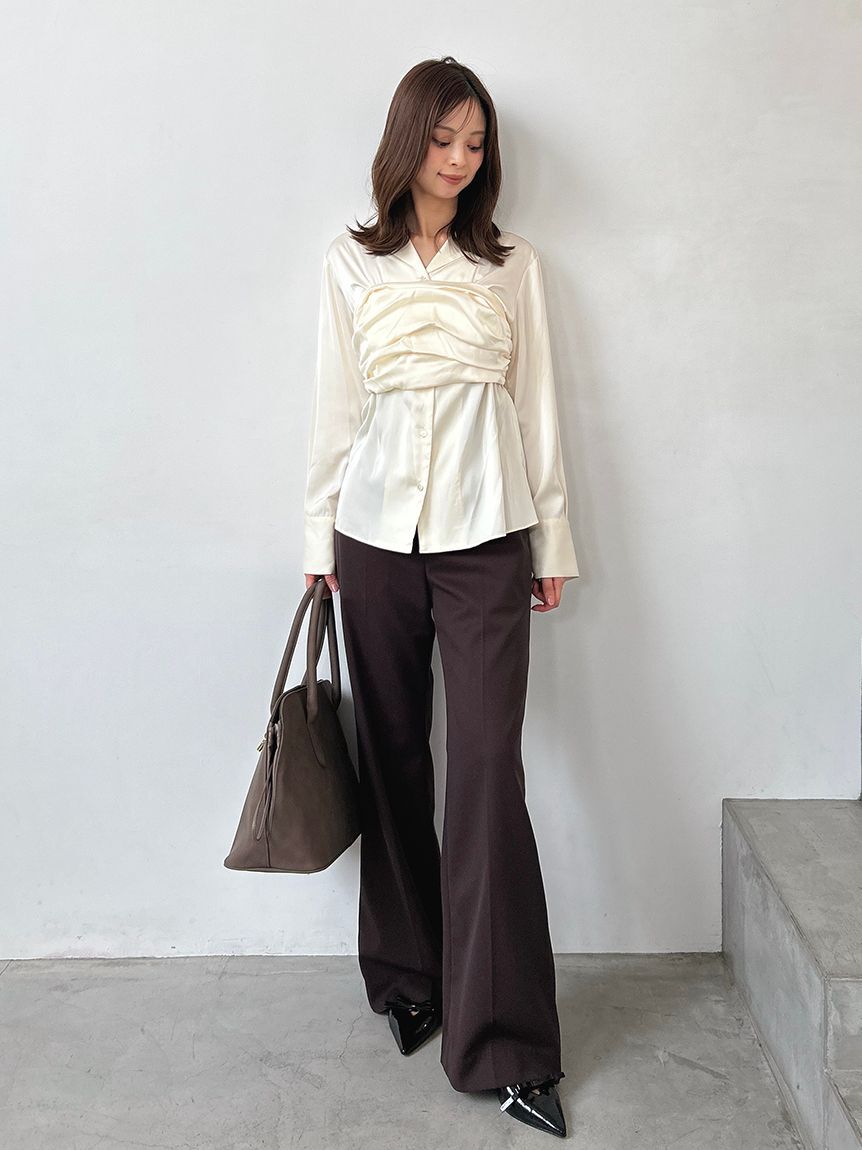 SNIDEL「ハイウエストワイドパンツ」|チノ|