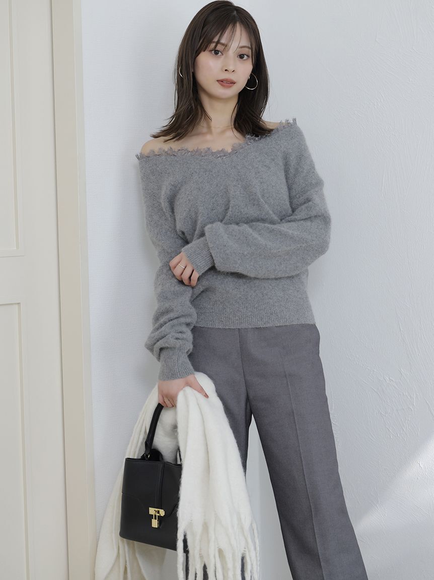 SNIDEL「ハイウエストワイドパンツ」|チノ|