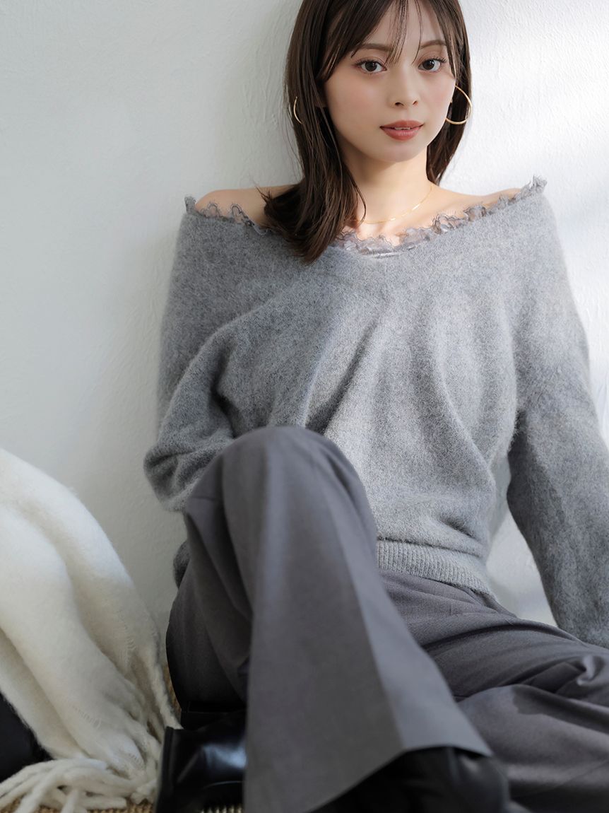 SNIDEL「ハイウエストワイドパンツ」|チノ|