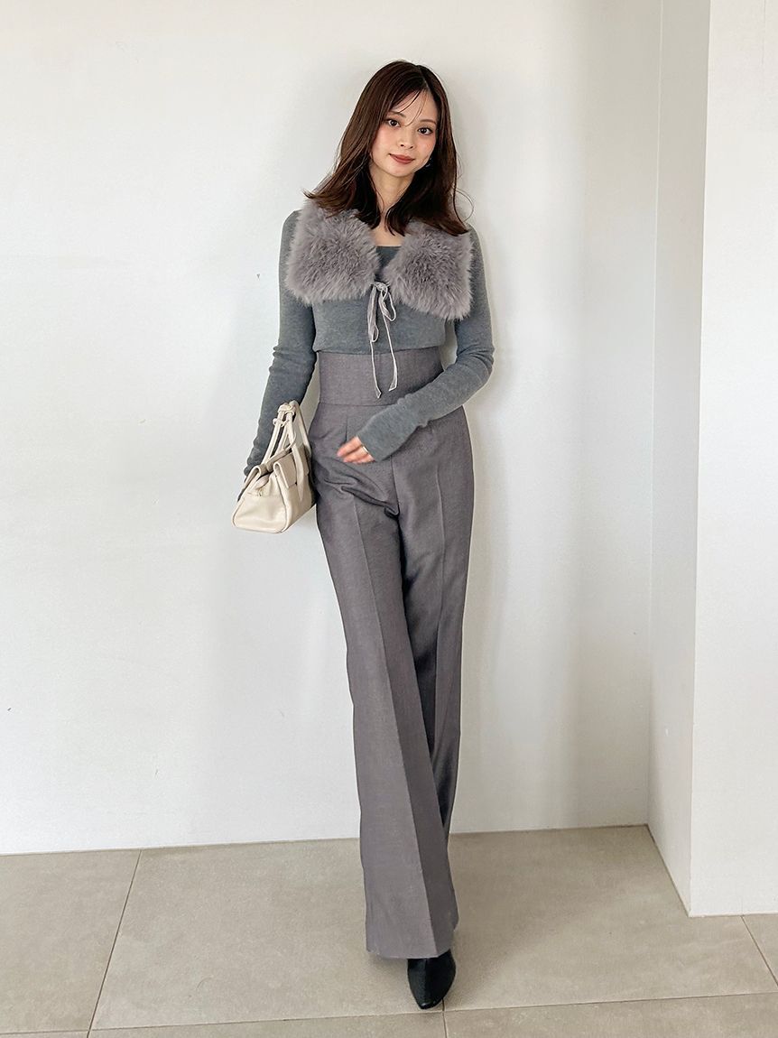 SNIDEL「ハイウエストワイドパンツ」|チノ|GRY