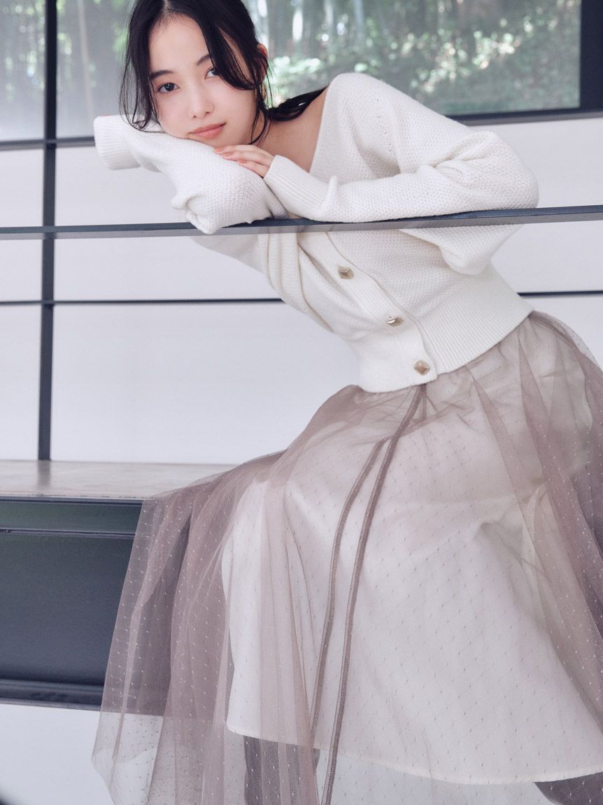 SNIDEL「チュールスカートセットカーディガン」|ワンピース|