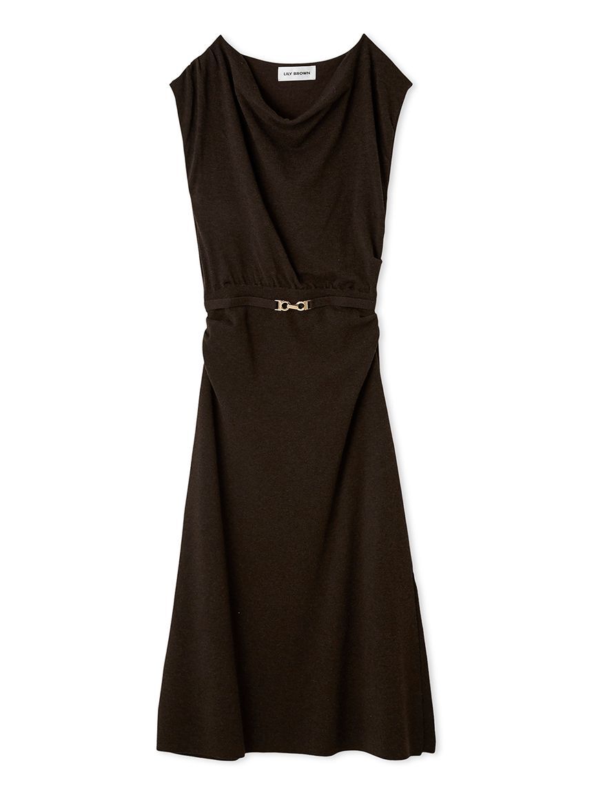 LILY BROWN「ベルト付きドレープニットワンピース」|ワンピース|