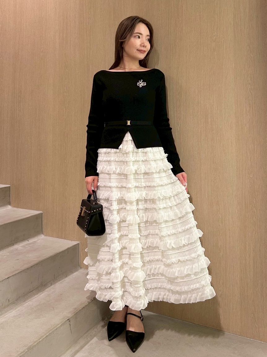 CELFORD「フリルティアードニットドッキングワンピース」|ワンピース|