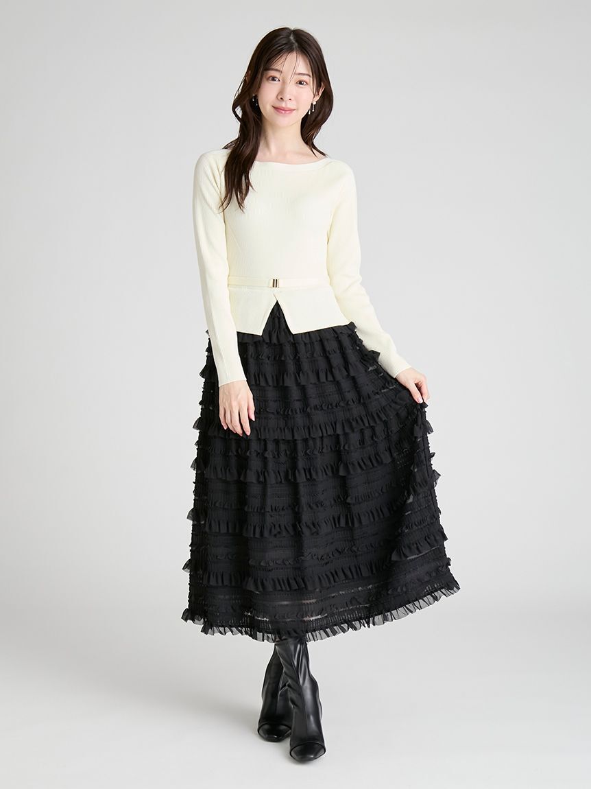 CELFORD「フリルティアードニットドッキングワンピース」|ワンピース|