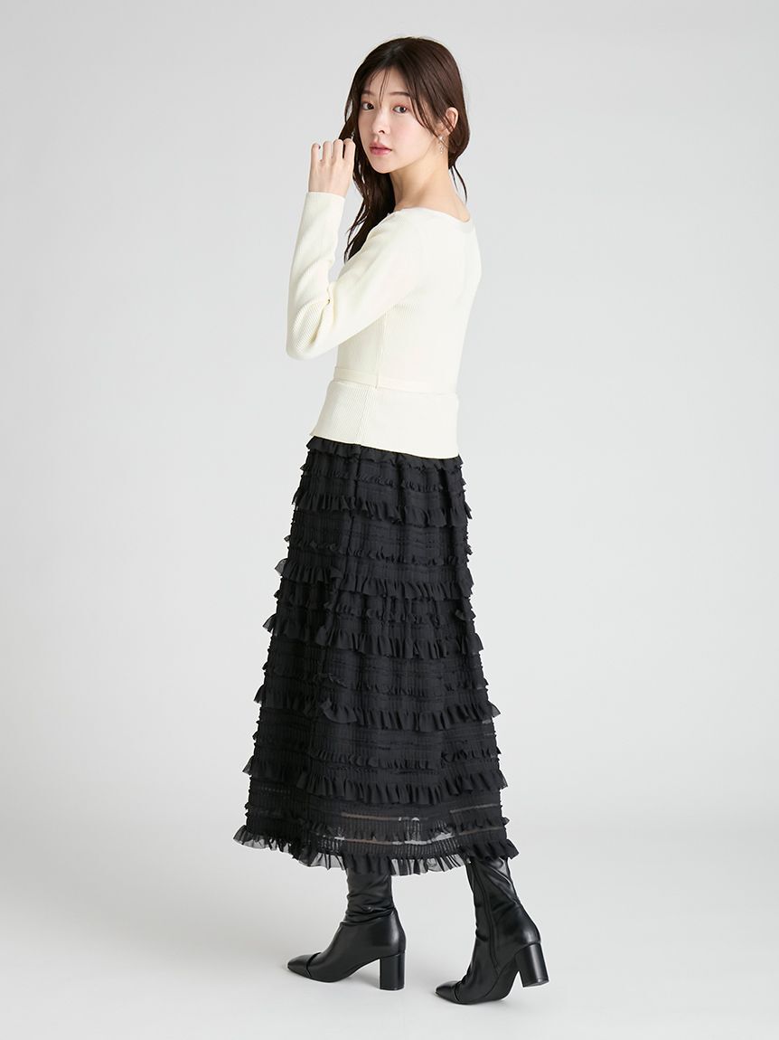 CELFORD「フリルティアードニットドッキングワンピース」|ワンピース|