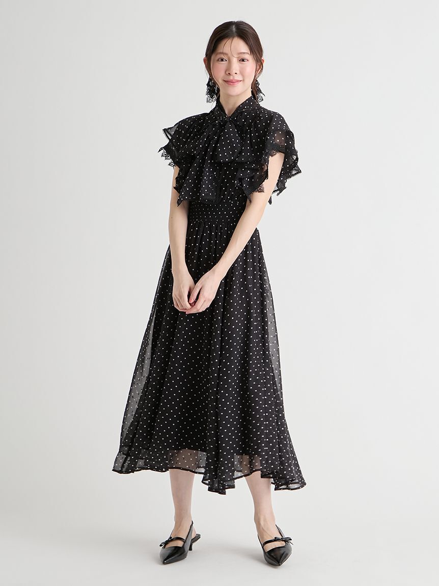 CELFORD「【洗える】ハートドットプリントワンピース」|ワンピース|BLK