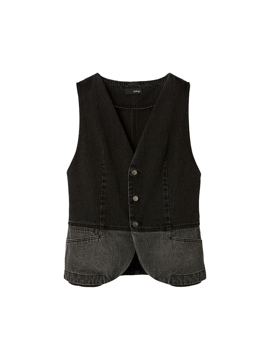 styling/「【セットアップ対応】パッチワークデニムベスト」|ダウンベスト・ベスト|