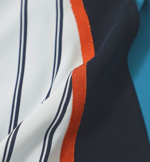  「【手洗い可】ストライプカラーブロックワンピース」|ワンピース|