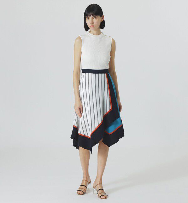  「【手洗い可】ストライプカラーブロックワンピース」|ワンピース|