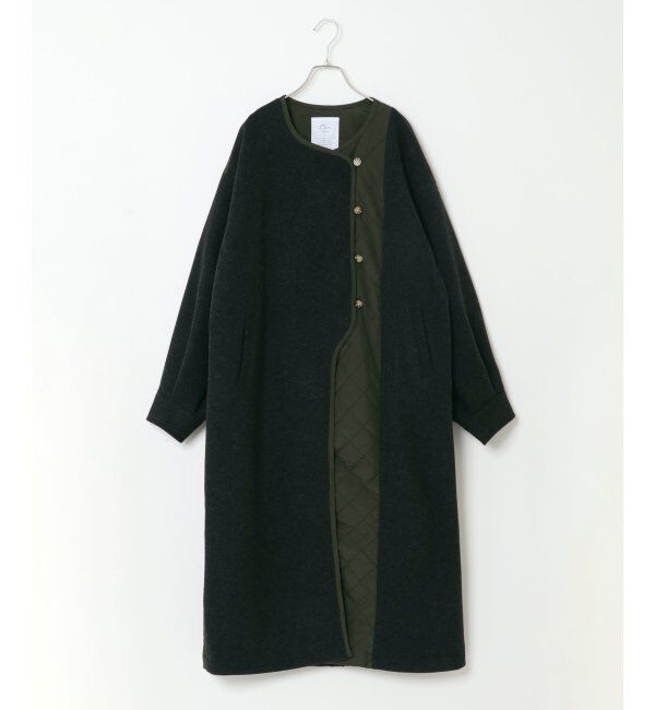 ikka「【notch.】アシメキルティング配色コート」|ノーカラーコート|