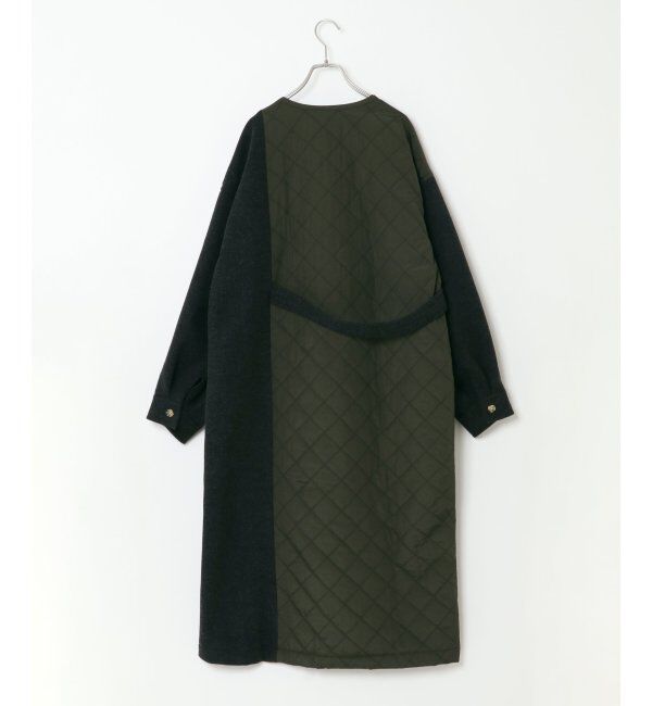 ikka「【notch.】アシメキルティング配色コート」|ノーカラーコート|