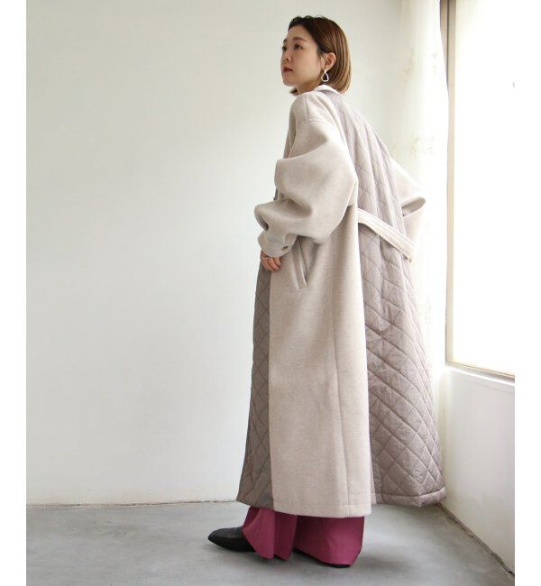 ikka「【notch.】アシメキルティング配色コート」|ノーカラーコート|