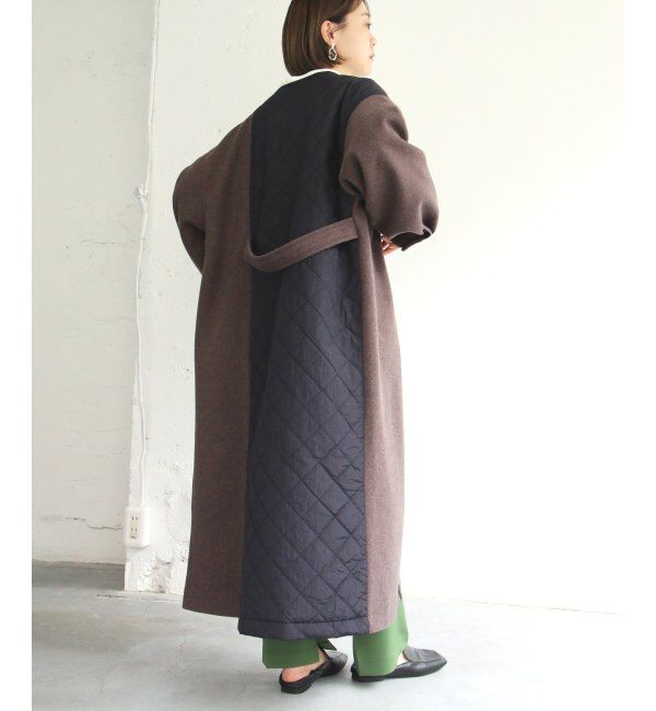 ikka「【notch.】アシメキルティング配色コート」|ノーカラーコート|
