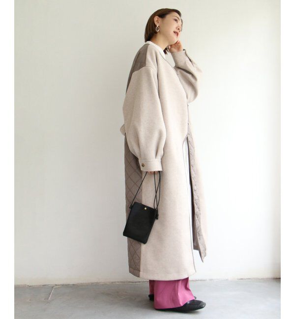 ikka「【notch.】アシメキルティング配色コート」|ノーカラーコート|