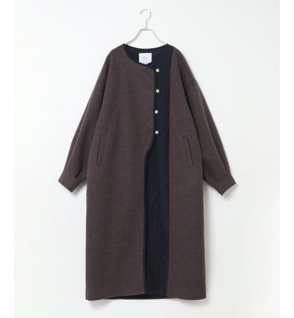 ikka「【notch.】アシメキルティング配色コート」|ノーカラーコート|