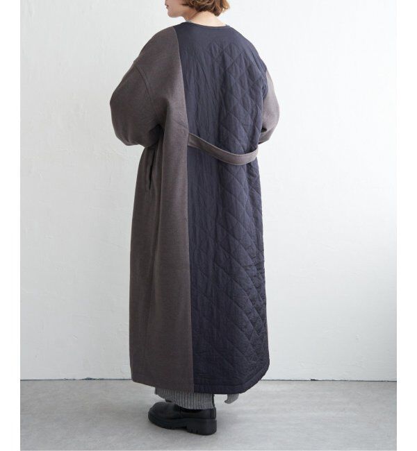 ikka「【notch.】アシメキルティング配色コート」|ノーカラーコート|