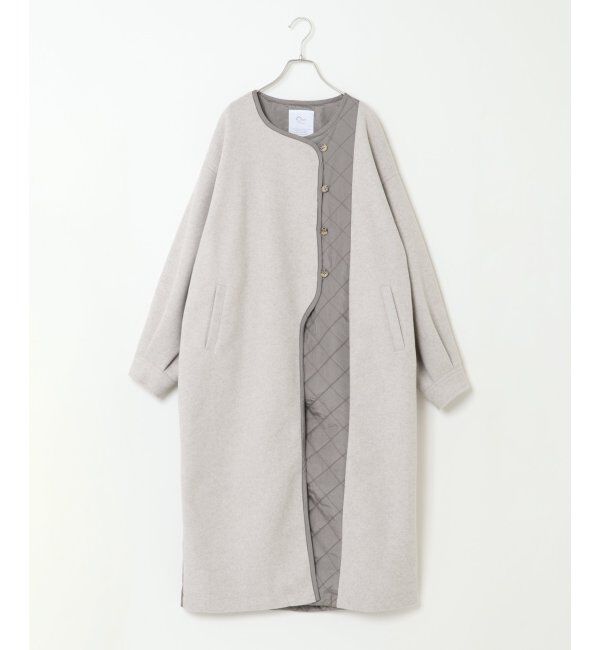 ikka「【notch.】アシメキルティング配色コート」|ノーカラーコート|