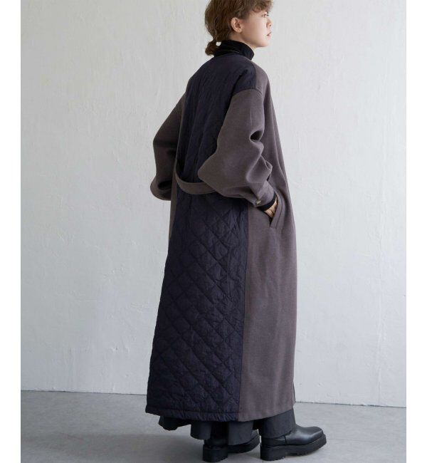 ikka「【notch.】アシメキルティング配色コート」|ノーカラーコート|