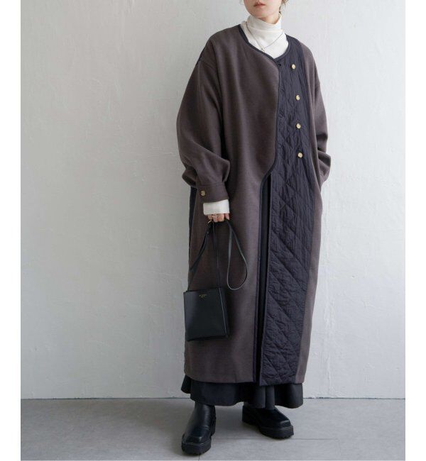 ikka「【notch.】アシメキルティング配色コート」|ノーカラーコート|